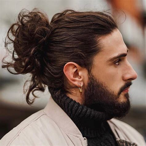 man bun for curly hair|curly man bun styles.